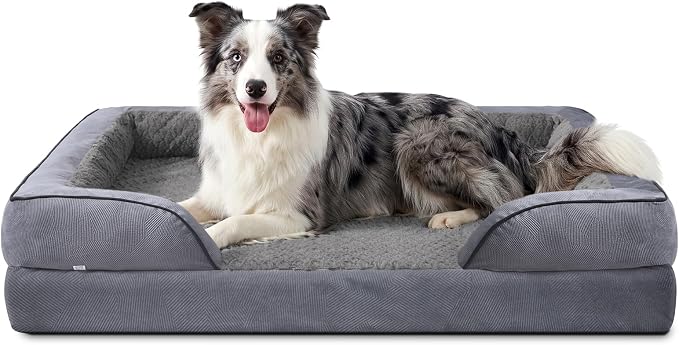L Plus Orthopedic Dog Bed for Large Dogs, Washable Dog Sofa with Egg-Crate Foam, Waterproof Lining and Non-Skid Bottom