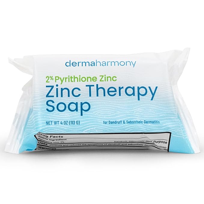Dermaharmony Set of 5 2% Pyrithione Zinc (ZnP) Bar Soap 4 oz - Crafted for Those with Skin Conditions - Seborrheic Dermatitis, Dandruff, etc.