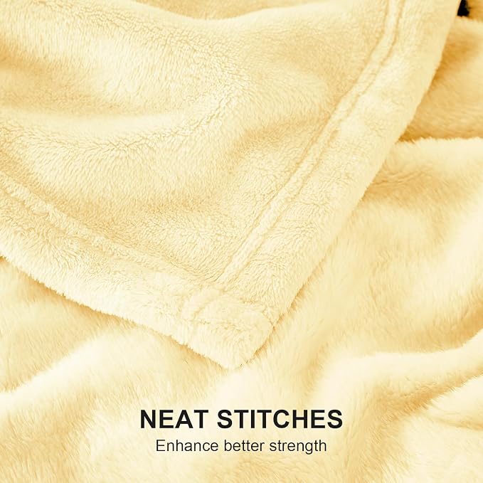 Hansleep Twin Bright Yellow Fleece Blanket, Soft Flannel Bed Blanket | Fuzzy Cozy Blanket 60x80 Inches, Multi-use for Bed, Sofa, Couch, Travel, Camping, All Season Warm Lightweight Cover