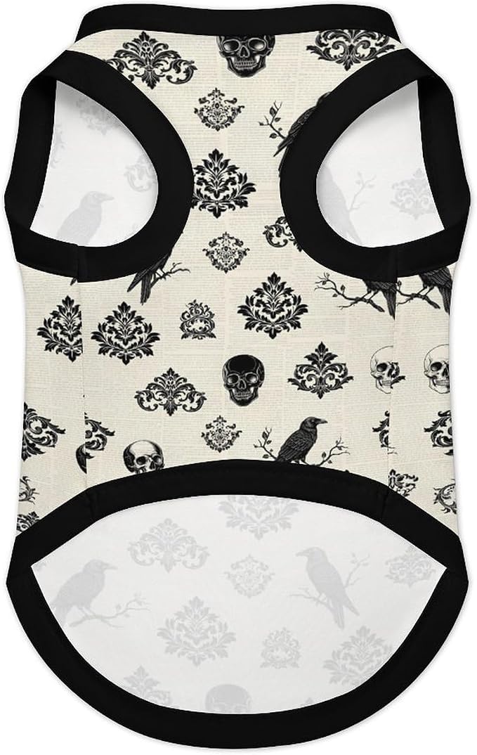 Halloween Pet Vest Crow Branch Pet Shirts Medium | black skull Dog Shirt Vest cute pet Sleeveless Vests Ice Silk Dog T-Shirts holiday Dog Clothes Halloween Canine Wear