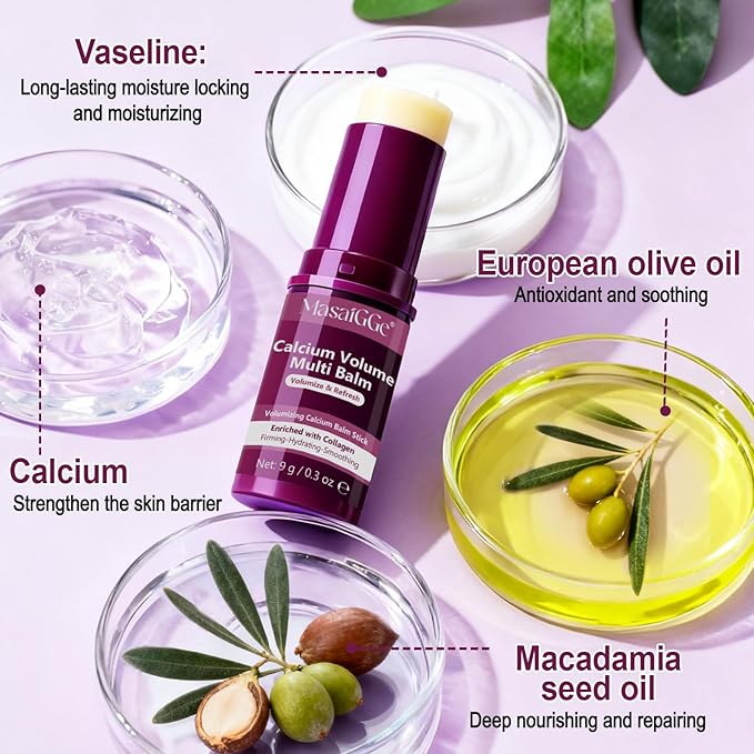 Calcium Multi Balm Stick, Calcium Volume Multi Balm, Collagen Moisturizing Stick for Anti-Aging, Hydrating & Firming, Suitable for Eyes, Face & Neck, All Skin Types