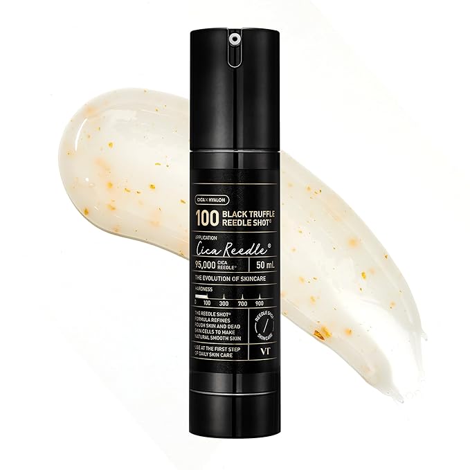 VT COSMETICS Black Truffle Reedle Shot 100, Premium Spicule Microneedling Serum with 24K Gold for Skin Elasticity, Deep Nourishment, Exfoliation & Smooth Glass Skin, Korean Skincare, 1.69 fl oz