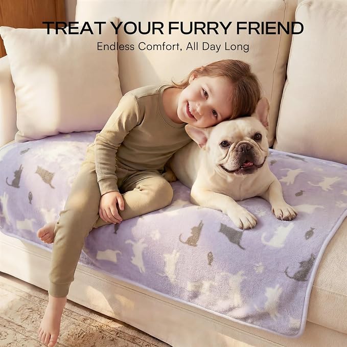 Luciphia 3 Pack Cute Cat Blankets Cozy Small Throw for Pet Puppy,23"x16" | 280GSM Fuzzy Kitten Pet Blankets Washable for Crate Bed Couch Car Indoor - Puppy Essentials Dog Gift