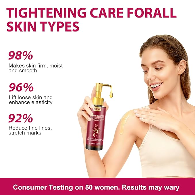Body Firming Oil for Crepe Skin - After Shower Oil for Women, Tightening & Hydrating Treatment for Arms, Legs, Stomach & Body, Natural Formula for Dry Skin, Lightweight & Non-Greasy, 4.06 FL OZ