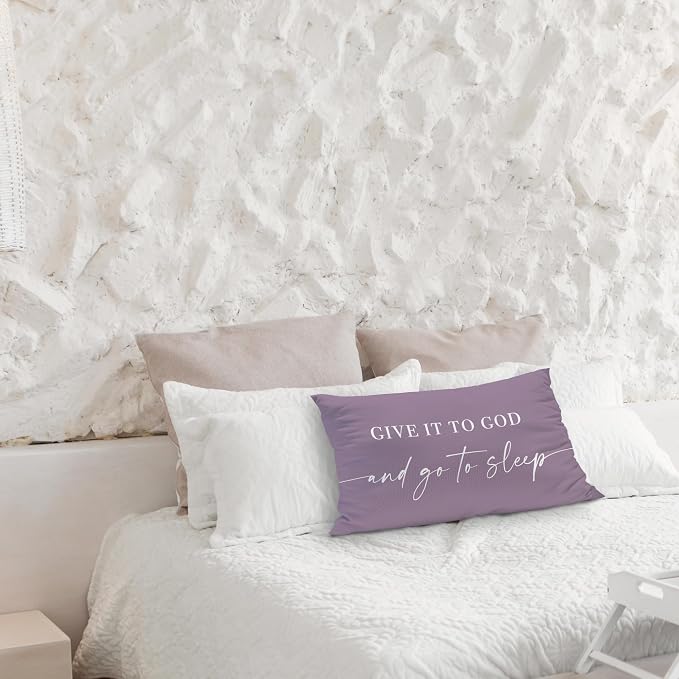 Give It to God and Go to Sleep, Decorative Pillows Cover for Bed, Throw Pillows Cover for Bed, 12x20 Inch Pillow Case, Decorative Bed Pillows Cover for Bedroom(12x20, Medium Grey)