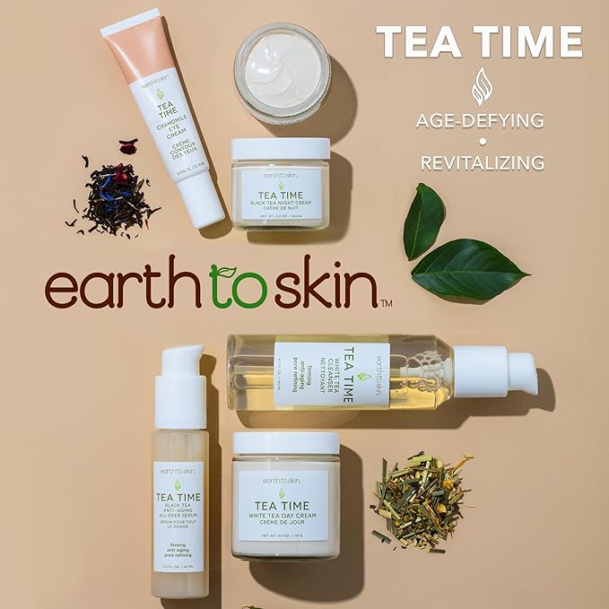 Earth To Skin Tea Time Chamomile Under Eye Cream for Puffiness - Hydrating Eye Bags Treatment with Vitamin C and Vitamin E, Jojoba Oil and Squalane to Smooth and Refresh Delicate Eye Area - 0.75 fl oz