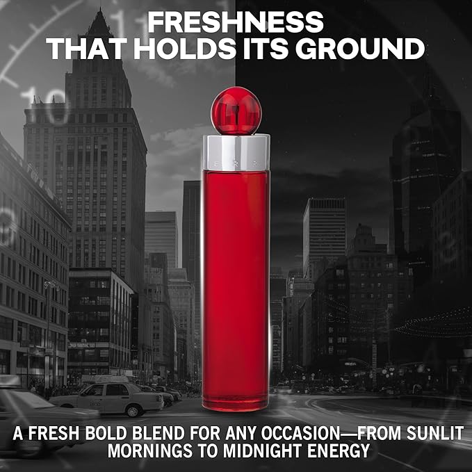 Perry Ellis 360° Red Eau De Toilette Spray for Men - Mens Cologne, Long Lasting Perfume, EDT, Fragrance with Notes of Clove, Cinnamon & Patchouli - 3.4 fl oz (100 mL)