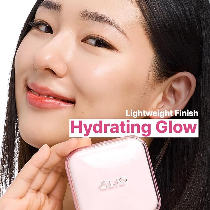 CLIO Kill Cover Mesh Glow Essential Cushion Foundation, Buildable Ultra-Fit Coverage with Glow Finish, Long-Lasting Hydration, Flawless Natural Cover for Radiant Skin, Korean Foundation (21C LINGERIE)