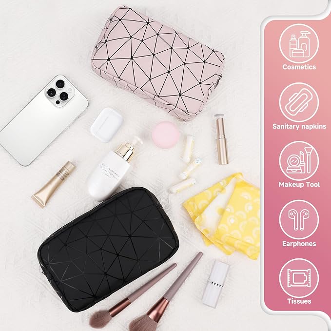 PU Sanitary Pad Pouch Discreet Period Underwear Organizer Bag | Water Resistant, Pink, Menstrual Cup Bag, Makeup Bag, Travel Essentials