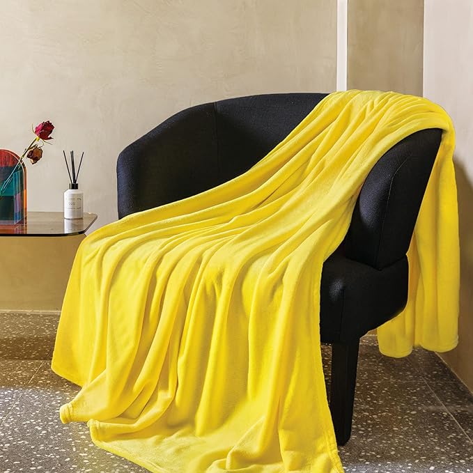 Yellow Fleece Plush Throw Blanket 50"x70"for Couch Sofa Fuzzy Cozy Flannel | Super Soft Lightweight Microfiber Blanket for Bed Chair bedroom Home Decor All Season,Birthday Gifts for Women Mom Adult