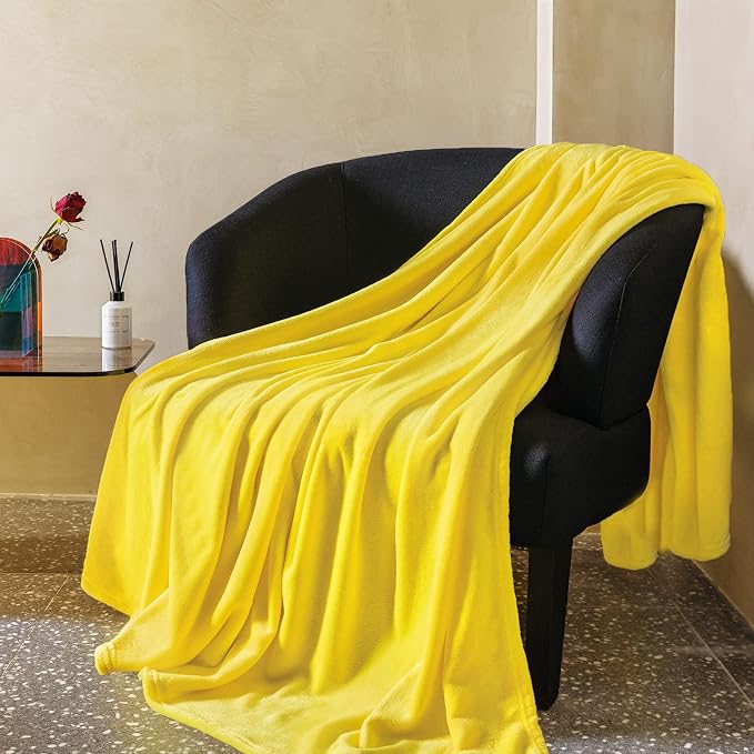 Yellow Fleece Plush Throw Blanket 60"x80"for Couch Sofa Fuzzy Cozy Flannel | Super Soft Lightweight Microfiber Blanket for Bed Chair bedroom Home Decor All Season,Birthday Gifts for Women Mom Adult