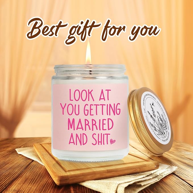 Funny Wedding Bachelorette & Bridal Shower Candle Gifts for Bride, Bride to Be, Look at You Getting Married and sh t Candle, Engagement Candles Gifts for Women, Wedding Candles Gift Ideas56