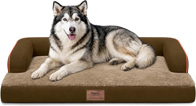 XXL Orthopedic Waterproof Dog Bed with Bolster for Extra Large Dogs | Pillow Support for Neck Relief, Egg Crate Foam, Waterproof Liner, Anti-Slip Bottom, Removable Bolster Cover, 45 x 35 Inch
