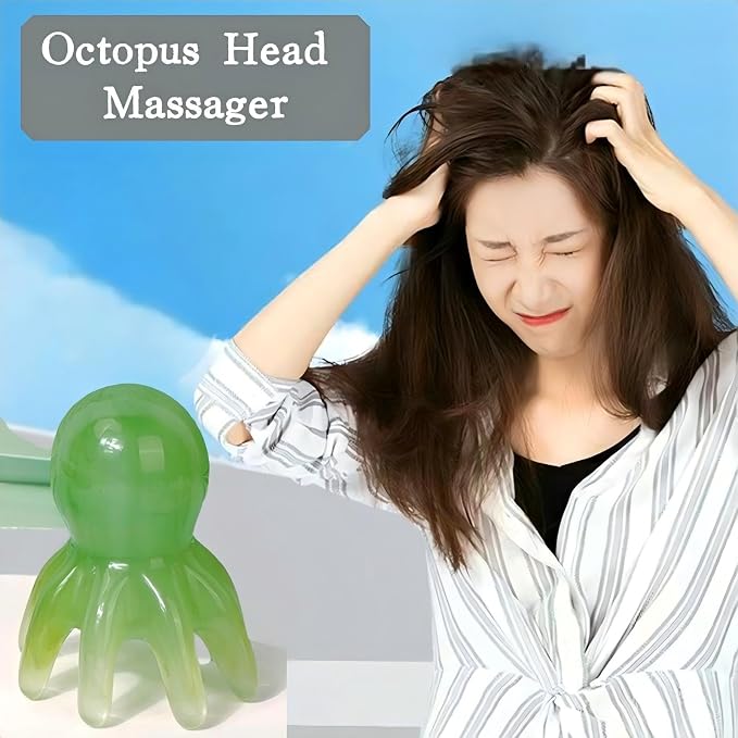 Large Size Octopus Head Massager Scalp Scratcher Deep Massage Tools, 8 Tentacles Acupressure Gua Sha Manual Body Massage Tool