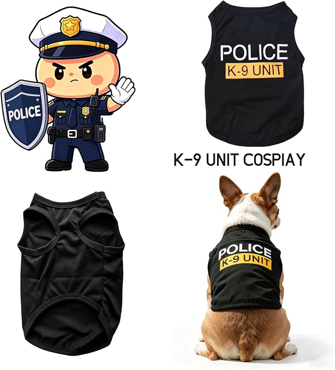 Dog Shirt 4 Pack Pet Clothes K9 Security Boss FBI Vest Costume for Cosplay | Soft Breathable Summer Apparel Funny Cotton Outfit 4 in 1 Sets for Daily Halloween Small Medium Dogs Cat Boy Girl (X-Large)
