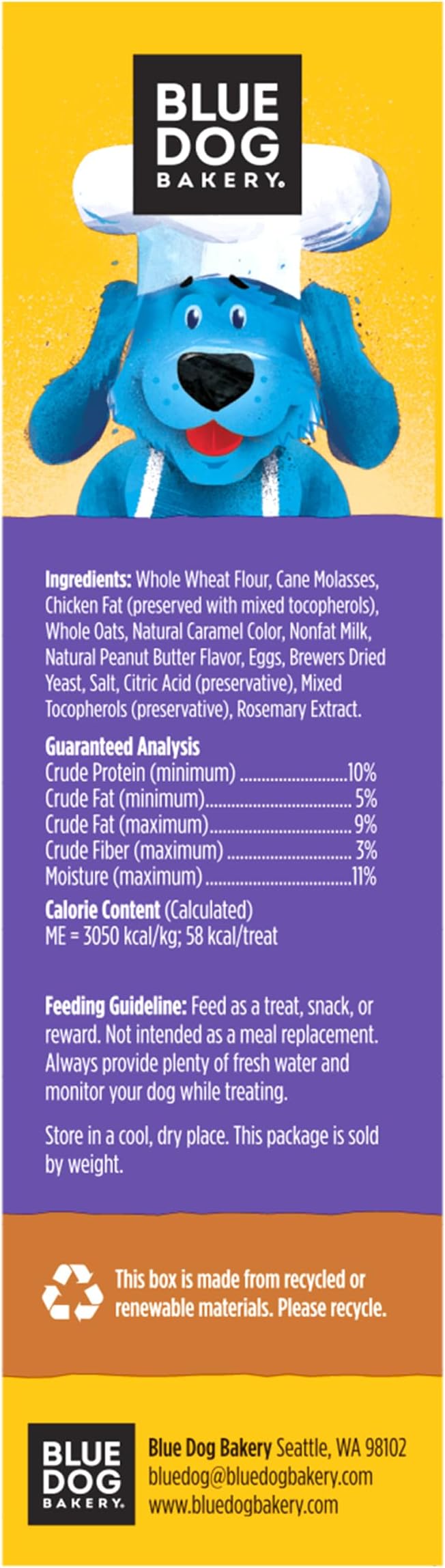 Blue Dog Bakery Natural Dog Treats, More Crunch Large, Peanut Butter, 18oz (6 Count)