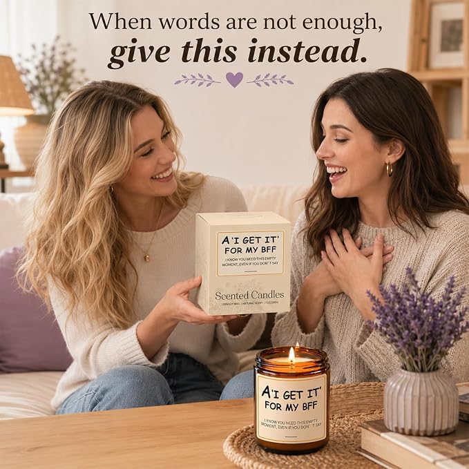 Best Friend Birthday Gifts for Women - Lavender Scented Candles for Women, Mothers Day Gifts for Woman, Friendship Gift for Friends, Bestie, Sister, BFF, Cool Bestie Gift Ideas for Females