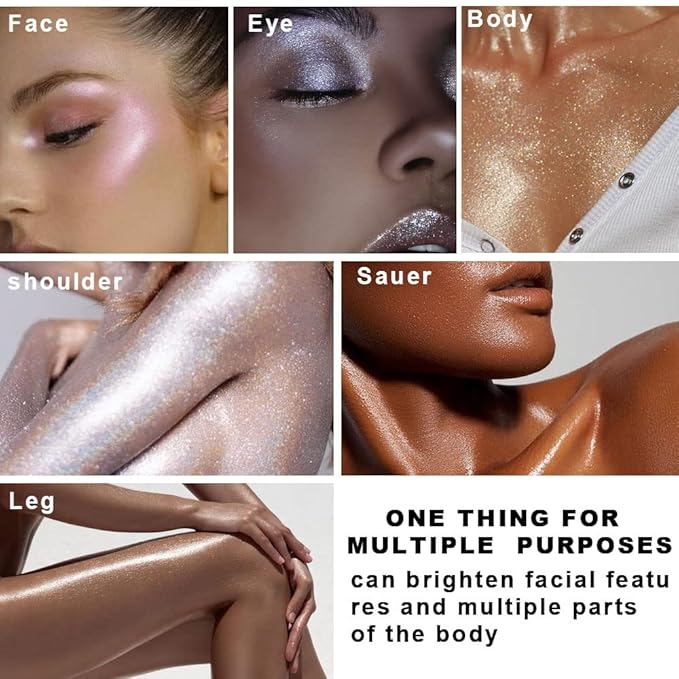 evpct 8 Colors Highlighter Makeup Palette for Face Highlighters & Luminizers iluminadores de maquillaje profesional Gold Cheek Diamond Shimmer Stick Glitter Contour Bronzer and Highlighter Palette