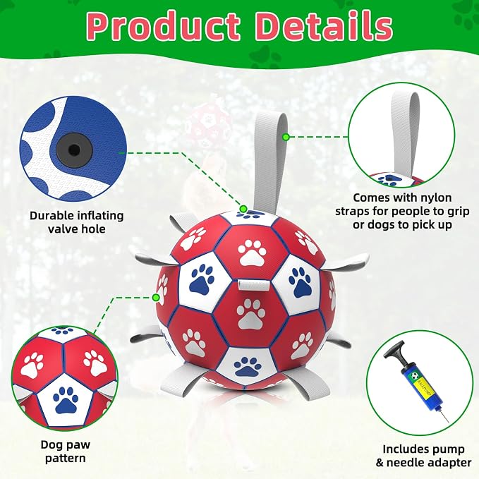 Diman Herding Ball for Dogs Large, 9 Inch Dog Soccer Ball with Straps