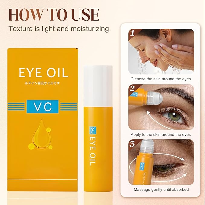 Lutein Eye Essence Oil, 2025 NEW VC Lutein Anti-Wrinkle Eye Serum Oil, Hydrating Dark Circles Remover for Daily Eyes Care, Lightweight Tightening Eyes Oils for Women (2pcs)