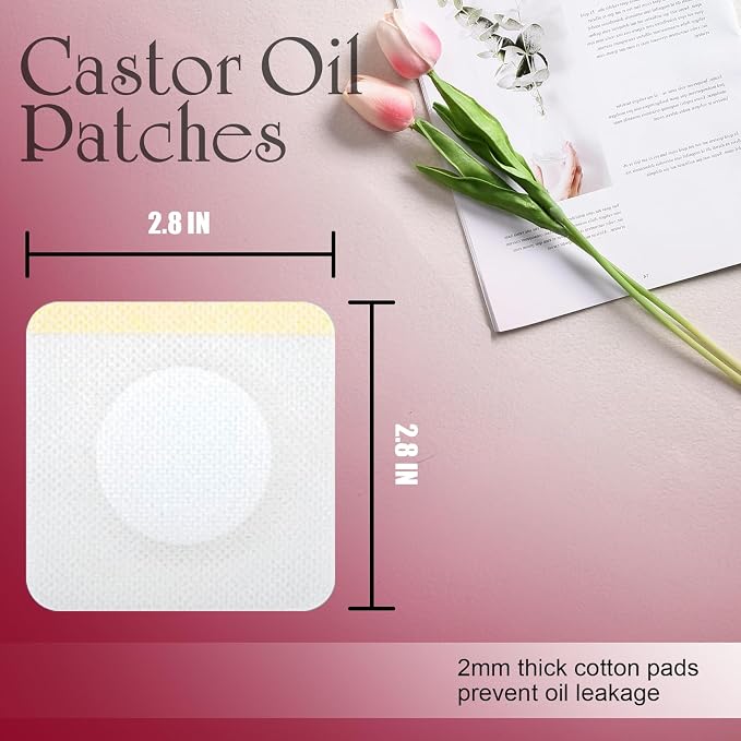 Castor Oil Patches, Castor Oil Belly Button Patch Disposable Organic Cotton Self-Adhesive Pads for Belly Button, Anti Leakage Design, Breathable & Portable, No Wash 100PCS