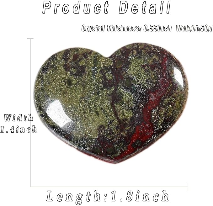 MAIBAOTA 45 mm Bloodstone Crystals Stones Heart Love Crystal Valentines Gifts for Herfriend Wife Palm Stone Reiki Crystal Gemstone Worry Stones for Anxiety