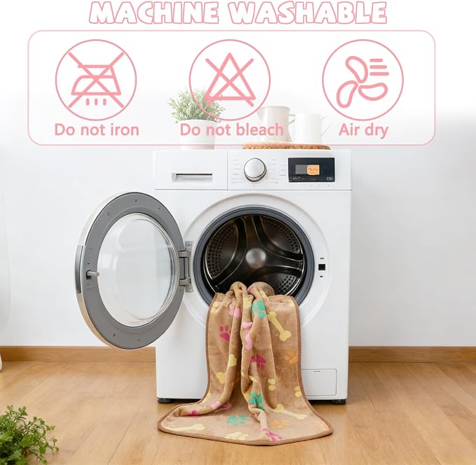 YUEPET 2 Pack Waterproof Dog Blankets, Washable Puppy Blankets 30 x 20 in | Pink/Brown Paw Print Set, Reversible Fleece Throw, Heat-Reflective Mylar, Bed/Sofa/Car Protection, Small/Medium Dogs and Cats
