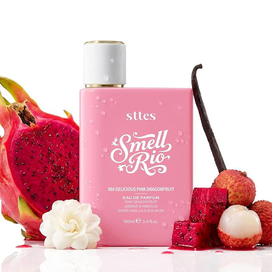 Sttes Smell Rio 08# (Delicious Pink Dragonfruit) Eau de Parfum for Women, Fruity Floral Perfume with Pink Dragonfruit, Lychee, Jasmine, Hibiscus, Vanilla & Sun Musk, 100ml/3.4 Fl Oz