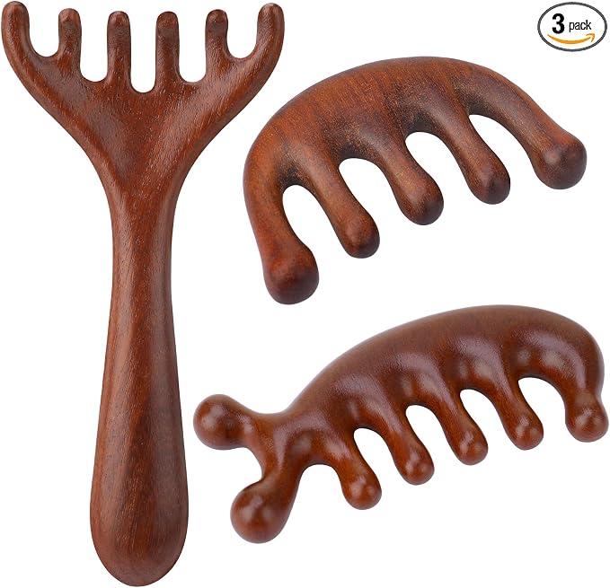 ProSuites 3 Pcs Wooden Head Scalp Massager Comb, Head Massage Tool for Relaxation Hair Gua Sha Comb for Mother,Gaughter,Wife