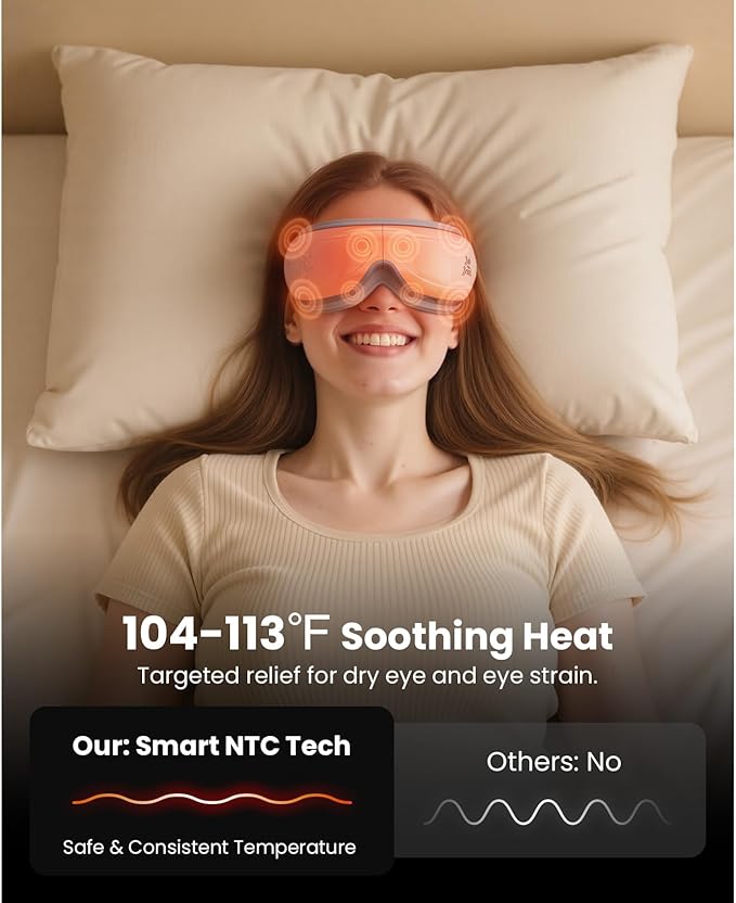 BOB AND BRAD Eye Massager FSA Eligible/HSA Eligible, EyeOasis 2 Heated Eye Mask for Migraines with Music, Smart Migraine Massager Reduce Dry Eyes Improve Sleep, Christmas Birthday Gifts for Women Men