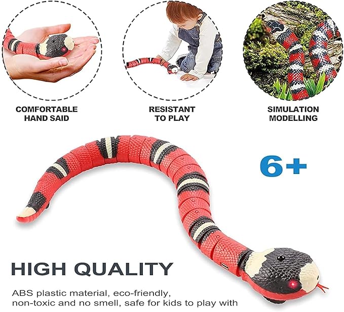 CSD Interactive Smart Sensing Snake Toy for Cats, Dogs &Kids - USB Rechargeable, Automatically Senses Obstacles - Electric Toy Gift & Prop for Halloween, Christmas & April Fools