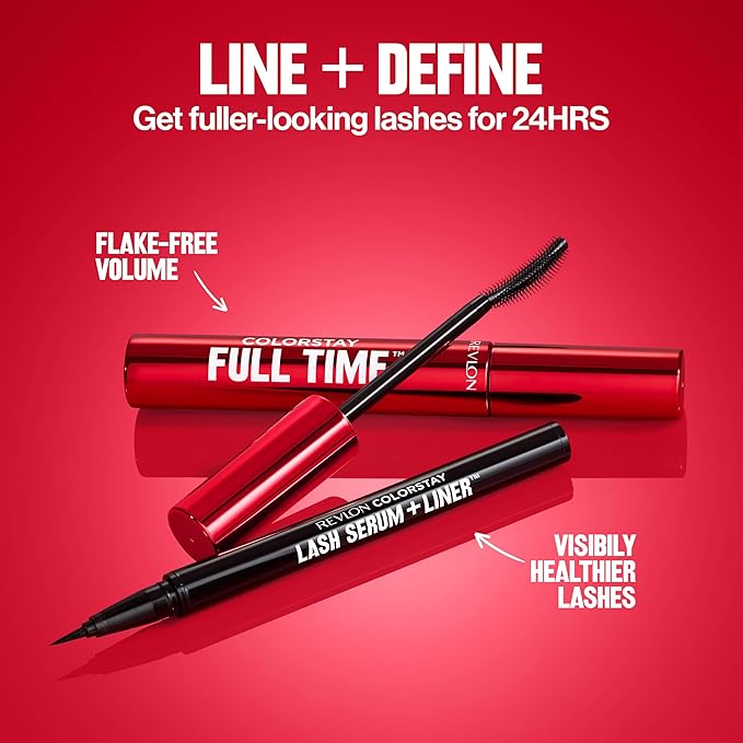 Revlon ColorStay Full Time Waterproof Mascara, Volumizing Eye Makeup, 24 Hour Wear, Smudge-Proof, Flake-Proof, 411 Blackest Black, Waterproof