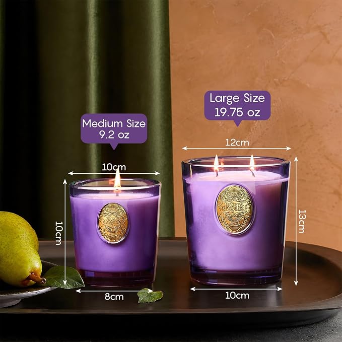 M&SENSE Large Two-Wick Soy Candle | Lavender Citrus & Purple | 19.8 oz, 120H Burn Time | Luxury Scented Candle for Relaxation, Gifting, Home Décor | Ideal for Bedroom, Office, Party Ambiance