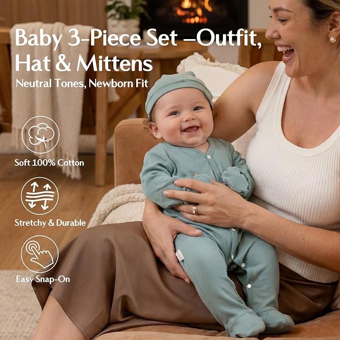 Upgraded Postpartum Recovery Essentials Care Kit for Mom & Baby, Includes Peri Bottle, Soothing Foam, Self-Absorbent Disposable Underwear, Hot&Cold Packs, Soothing Liners, Baby Outfits Set