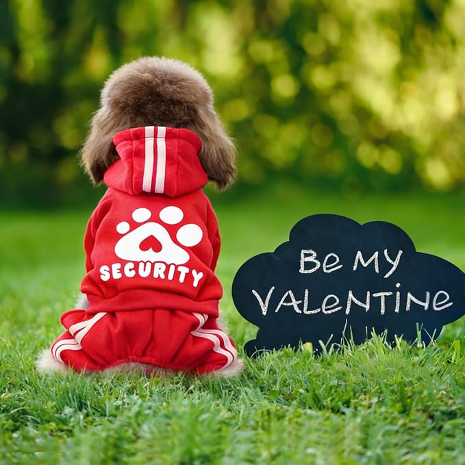 Dog Hoodie Security Clothes 4 Legs Jumpsuit Sweatshirt Hoodies Soft & Warm Dog Outfit Pullover Dog Winter Clothes Sweater for Small Medium Large Dogs Cats (Red, Large)