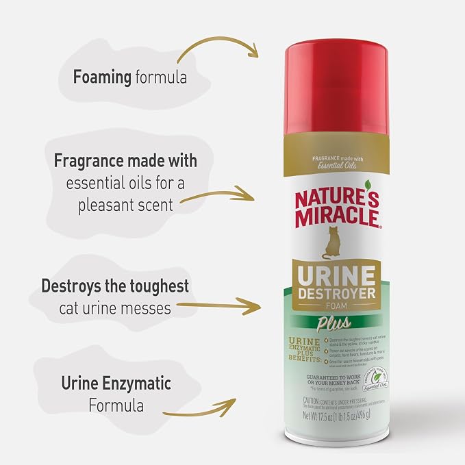 Nature's Miracle Urine Destroyer, 17.5 Ounces | Foaming Aerosol | For Dogs | Pack of 2 | For Tough Urine Messes