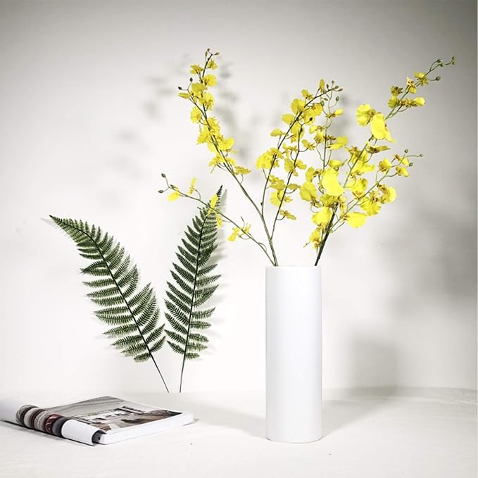 WGV Ceramic Cylinder Vase Width 5" Height 12" Elegant Unique Modern Matte Floral Container Planter Pot Centerpiece for Event Party Wedding Office Home Decor, Smooth White 1 Piece