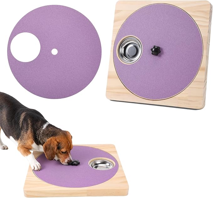 Dog Nail Scratch Board with Treat Board, Stress-Free Nail Care for Dog | Wood Scratching Pad with Sandpaper and 6 Steel Bowls, Nail File Toy for Dog