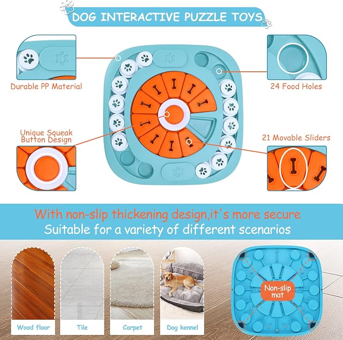 FOXMM Dog Puzzle Toys,Interactive Treat Puzzle Dog Toy for IQ Training | Mental Stimulating, Squeaky Design for Large, Medium, Small Dogs