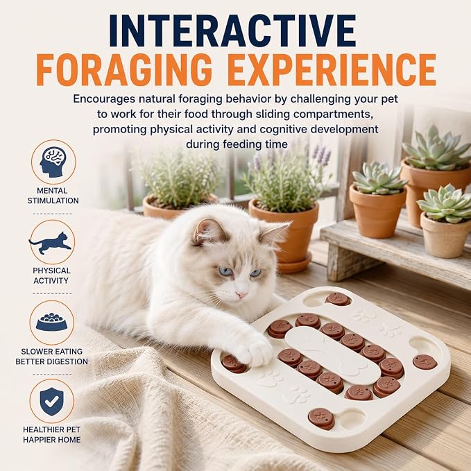 Cat Puzzle Toy, Treat Dispenser & Slow Feeder for Cat and Dog (grey)
