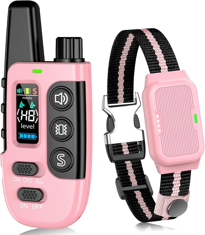 Shock Collar for Dogs, Dog Training Collar with Remote Control | IP67 Waterproof Receiver, Beep, Vibration, Safe Static Modes, Rechargeable，Adjustable Fit for 15–110 lb Dogs