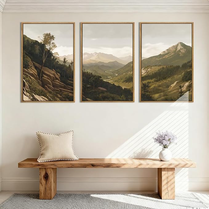 ANHUIB Mountain Wall Art Nature Mountain Ridge Wall Decor Woodland Landscape Painting 16x24 Inch for Living Room Bedroom Dining Room