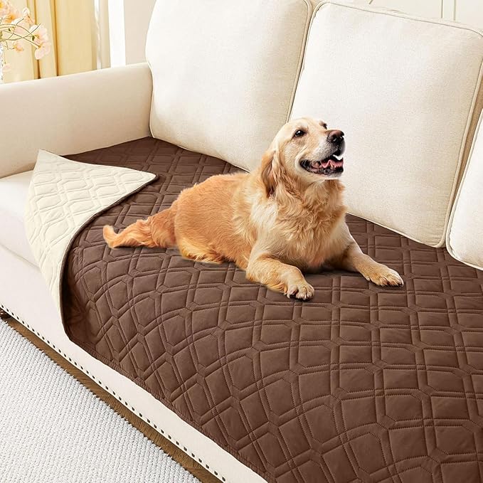 Waterproof Dog Bed Blanket - Soft Pet Blanket & Sofa Cover for Dogs | Reversible Washable Furniture Protector, Couch Covers for Pets (30x70 Inch, Brown/Beige)