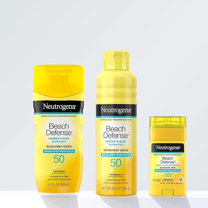 Neutrogena Beach Defense Sunscreen Stick SPF 50, Broad Spectrum Sun Protection for Face & Body, Water-Resistant, Non-Greasy Formula, Travel Size for Beach & Outdoor Use, 1.5 oz (42 g)