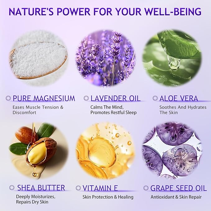 Magnesium Moisturizing Cream for Muscle Relief, Sleep Support and Stress Relief, Fast-Absorbing Formula,Skin Friendly,Lightly Scented