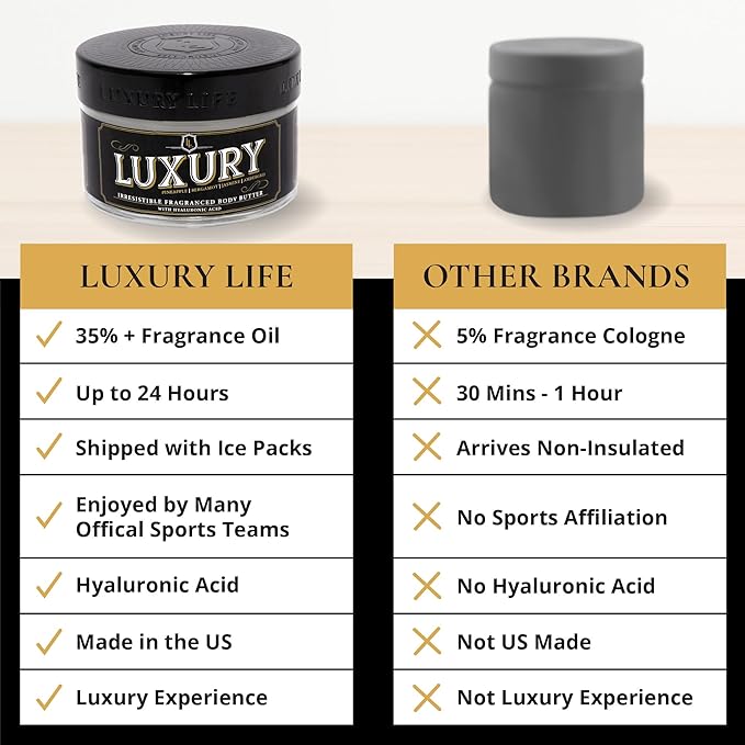 LUXURY LIFE Bed Butter - Scented, Luxurious Body Butter With All-Natural Hyaluronic Acid For Soft, Glowing, Hydrated Skin For Men & Women - Suitable For All Skin Types - Luxury Scent, 5 oz