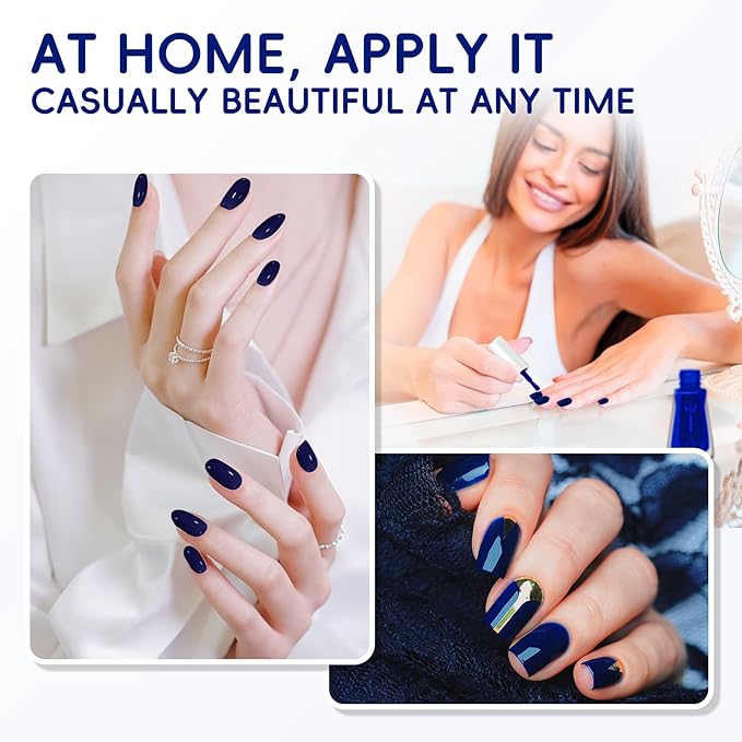 Blue Nail Polish, Quick Dry Nail Polish, Streak Free, Long Last Fingernail Polish for Autumn Wedding Nails, Cozy Fall Manicure, Back to School Nail Looks, Salon Quality at Home, 0.35 fl oz