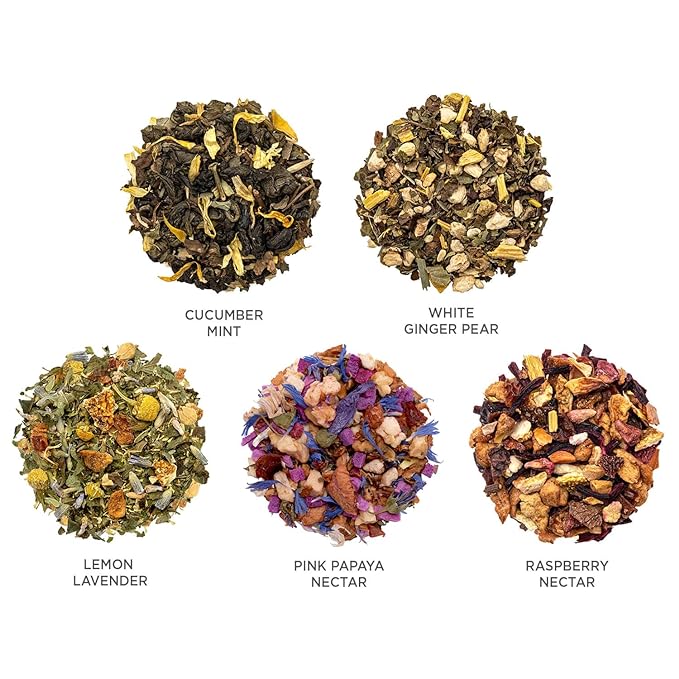 Tea Forte Premium Presentation Box Gift Set Sampler, 20 Count, Assorted Blends Individually Wrapped Handcrafted Pyramid Infuser Bags, Mariposa Tea