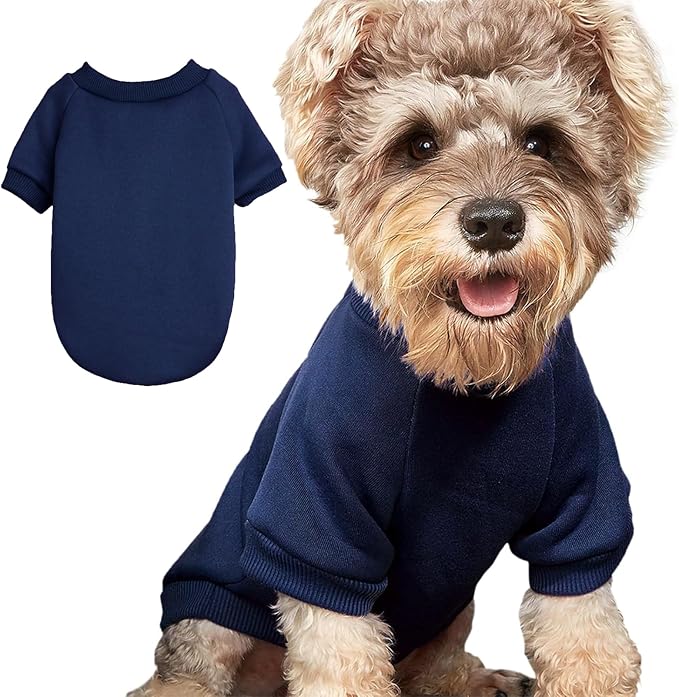 Soft Puppy Sweater for Small Dogs Winter Knit Pullover, Navy XXS | Elastic Cuffs Pet Clothes, Holiday Party Matching, Fall Winter Daily Outfit, Soft Breathable Machine Washable Sweatshirt