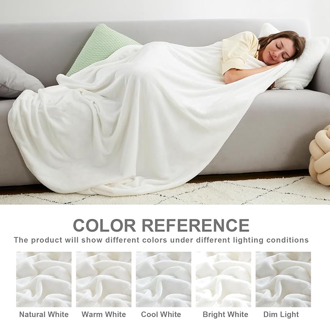 Hansleep Full White Fleece Blanket, Soft Flannel Bed Blanket | Fuzzy Cozy Blanket 84x90 Inches, Multi-use for Bed, Sofa, Couch, Travel, Camping, All Season Warm Lightweight Cover